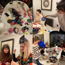 Collaged image of people making fascinators